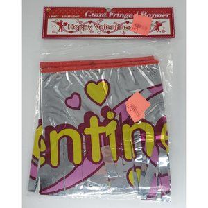 Vintage Valentine's Day Giant Fringed Banner 5 Feet NOS Seasonal Packaging
